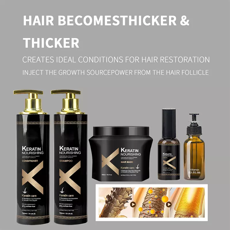 Organic Keratin Shampoo and Hair Care Set
